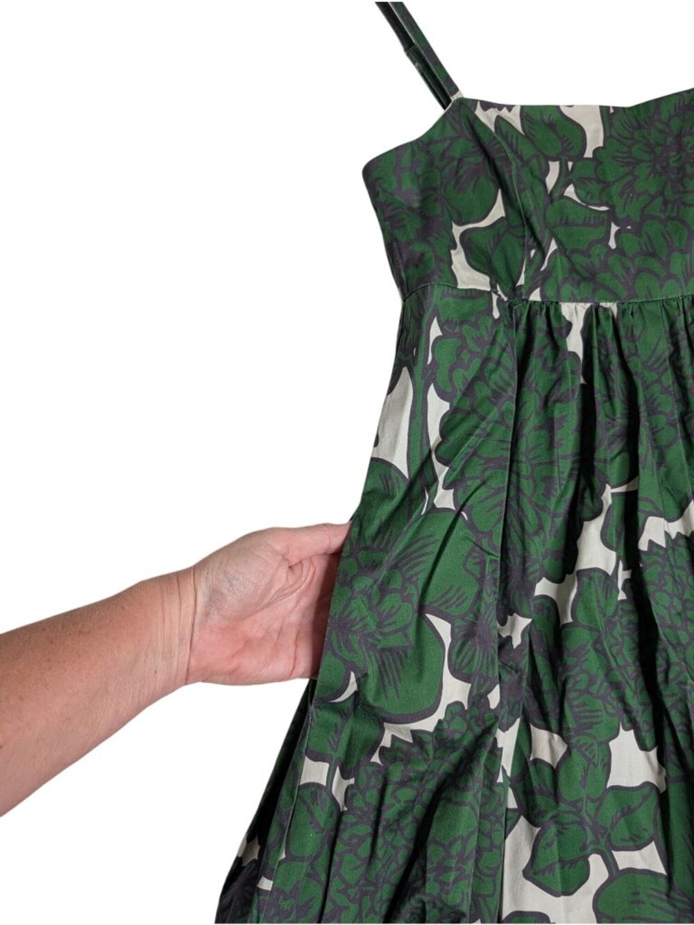 Hutch Anthropologie Green Floral Bandeau Spaghetti Strap Romper XS Cotton Blend - Picture 12 of 16